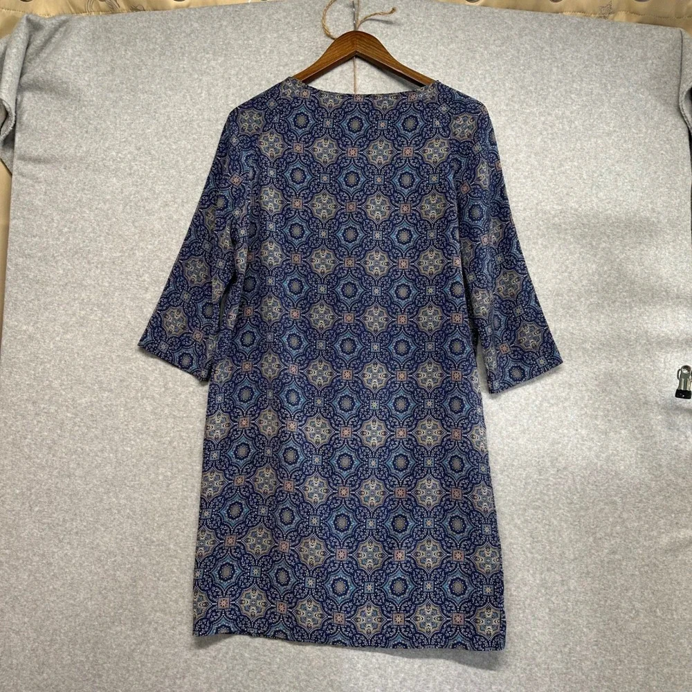 Garnet Hill Womens Shift‎ Dress Size 6 100% Silk Geometric Nautical Cruise Beach